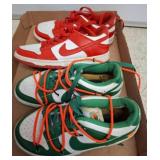 Nike Dunk Low Sneakers in Green and Red