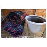 Plaid Blankets and Crackled Glaze Planter Pot