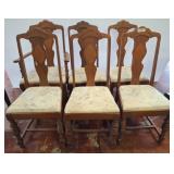 Six Wood-Frame Dining Chairs