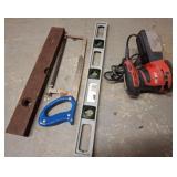 Tools Including Sander and Level