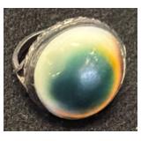 Silver Ring with Oval Multicolor Stone Setting