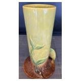 Yellow Ceramic Vase with Leaf Motif