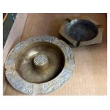 Brass Ashtray Set With Engraved Details