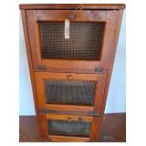 Wooden Floor Cabinet With Three Mesh Doors