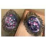Oval Floral Prints in Ornate Frames
