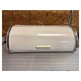 White Metal Roll-Top Bread Box