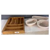Wood Organizer And Cloth-Cover Dough Bowls