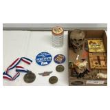 Memorabilia Lot with Buttons and Novelty Items