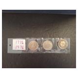 Three Eisenhower Dollar Coins in Holder