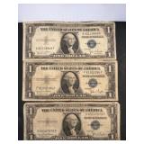 Three 1935 $1 Silver Certificates