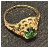14K Gold Ring With 0.75 Carat Green Tourmaline