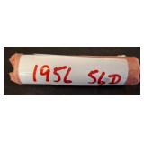 Roll of 1956-D Wheat Pennies
