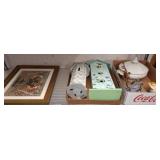 Framed Art, Birdhouses, and Decorative Items