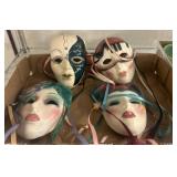 Four Painted Ceramic Wall Masks