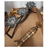 Gold Candlesticks and Crystal Tealight Holder