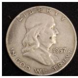 1957 Franklin Half Dollar Silver Coin