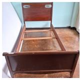 Wooden Twin Bed Frame with Decorative Details