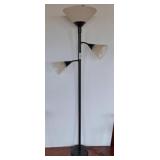 Black Metal 72-Inch Floor Lamp with Three Shades