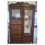 Wooden Wardrobe With Mirror and Drawers
