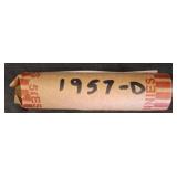 1957-D Wheat Penny Roll in Paper Wrapper