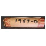 1957-D Wheat Penny Roll in Paper Wrapper