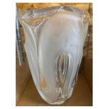 Frosted and Clear Glass Vase, 12in