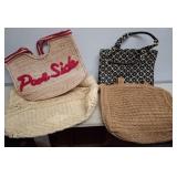 Four Woven and Straw Tote Bags