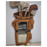 Golf Bag-Themed Mirror with wood Trim