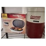 Hamilton Beach Grill and Coleman Cooler