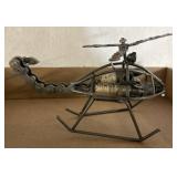 Metal Sculpture Helicopter with Chain Details