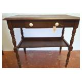 Wooden Side Table with Drawer and Shelf