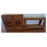 Wicker Console Table and Storage Cabinet