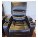 Black Serta Leather Recliner with USB Ports