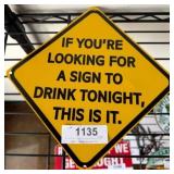 6ï¿½6 Metal Sign With Drinking Message