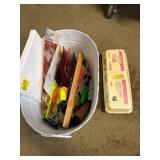 Craft Supplies Bucket with Miscellaneous Items