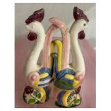 Hand-Painted Ceramic Rooster Figurines