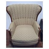 Upholstered Wingback Chair with Floral Fabric