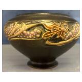 Dark Ceramic Bowl With Raised Ornamental Band
