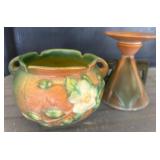 Roseville Pottery Bowl and Candle Holder