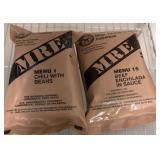 Two Military MRE Packages, Menu 1 and Menu 15