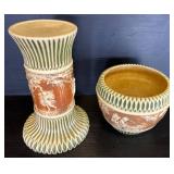 Two-Piece Ceramic Pedestal and Bowl, 27ï¿½ Tall