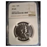 1961 Franklin Half Dollar PF 64 by NGC