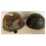 Two Military Helmets with Liners