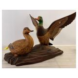 Painted Ceramic Mallard Duck Figurine Pair