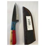 Damascus Style Knife with Colorful Handle