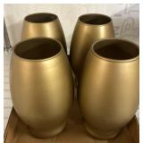 Four Gold-Tone Glass Tumblers