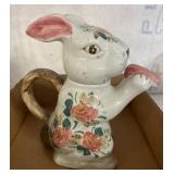 Rabbit-Shaped Ceramic Teapot with Floral Design