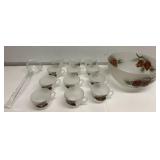 Frosted Pinecone Punch Set, 15 Pieces