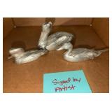 Signed ï¿½Duck and Pelican Figurines Set of Three