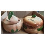 Hand-Painted Ceramic Onion and Relish Jars